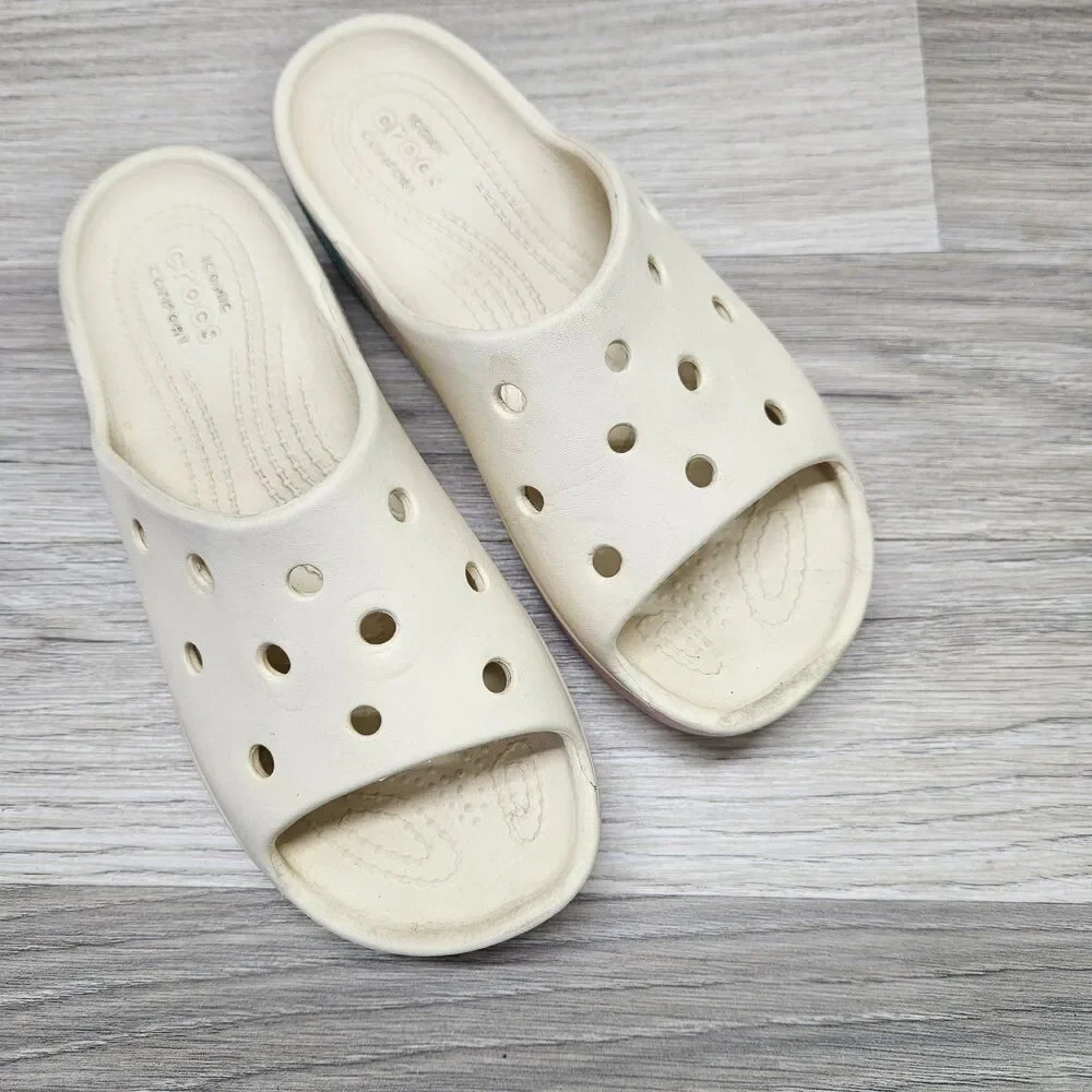 Crocs Classic Platform Sandal White Ombre Girls Womens Size 5 Pink Blue Casual